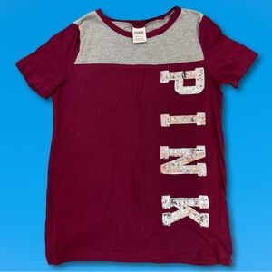 VS Pink Maroon Color Block Logo Shirt